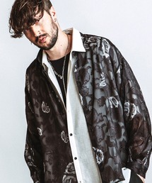 【NO ID.】Sheer Flower BIG Shirt / シアーフラワー ビッグ シャツ