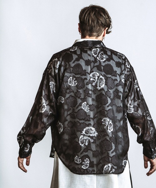 NO ID.（ノーアイディ）の「【NO ID.】Sheer Flower BIG Shirt / シアーフラワー ビッグ シャツ（シャツ/ブラウス・メンズ・ブルー/ブラック/ホワイト・ONE SIZE）」の22枚目の写真