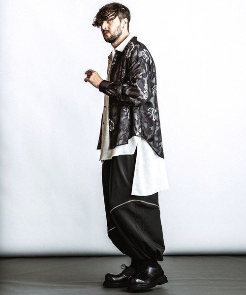 NO ID.（ノーアイディ）の「【NO ID.】Sheer Flower BIG Shirt / シアーフラワー ビッグ シャツ（シャツ/ブラウス・メンズ・ブルー/ブラック/ホワイト・ONE SIZE）」の12枚目の写真