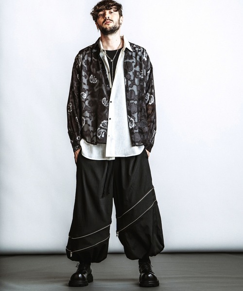 NO ID.（ノーアイディ）の「【NO ID.】Sheer Flower BIG Shirt / シアーフラワー ビッグ シャツ（シャツ/ブラウス・メンズ・ブルー/ブラック/ホワイト・ONE SIZE）」の15枚目の写真