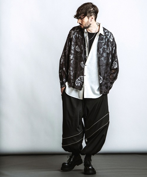 NO ID.（ノーアイディ）の「【NO ID.】Sheer Flower BIG Shirt / シアーフラワー ビッグ シャツ（シャツ/ブラウス・メンズ・ブルー/ブラック/ホワイト・ONE SIZE）」の16枚目の写真