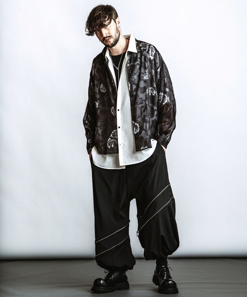 NO ID.（ノーアイディ）の「【NO ID.】Sheer Flower BIG Shirt / シアーフラワー ビッグ シャツ（シャツ/ブラウス・メンズ・ブルー/ブラック/ホワイト・ONE SIZE）」の17枚目の写真