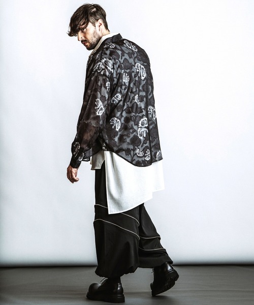 NO ID.（ノーアイディ）の「【NO ID.】Sheer Flower BIG Shirt / シアーフラワー ビッグ シャツ（シャツ/ブラウス・メンズ・ブルー/ブラック/ホワイト・ONE SIZE）」の10枚目の写真