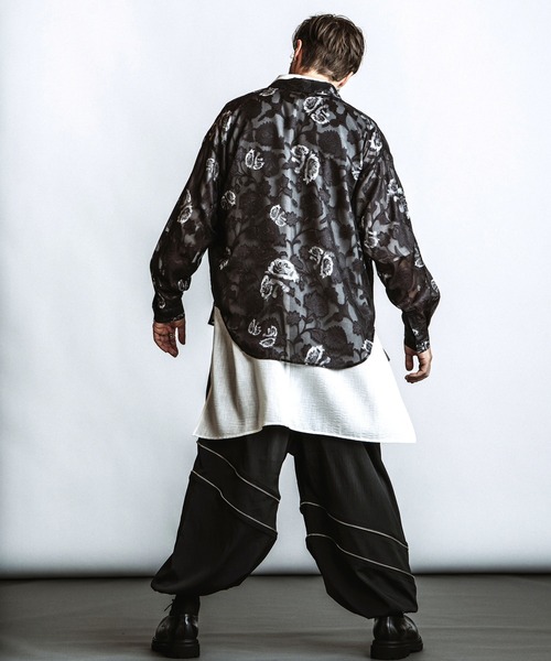 NO ID.（ノーアイディ）の「【NO ID.】Sheer Flower BIG Shirt / シアーフラワー ビッグ シャツ（シャツ/ブラウス・メンズ・ブルー/ブラック/ホワイト・ONE SIZE）」の11枚目の写真