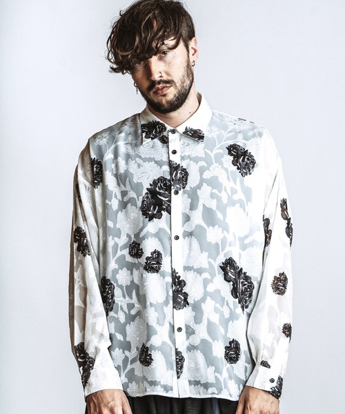 NO ID.】Sheer Flower BIG Shirt / シアーフラワー ビッグ シャツ