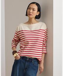 RALPH RL LAUREN カットソー　フレア袖 ボートネック 長袖トップス フレア 袖リボン パール カットソー le reve vaniller 全2色｜lvn511