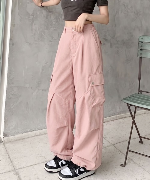 SpRay(スプレイ)の「タックカーブカーゴパンツ(カーゴパンツ・レディース・アイボリー/ピンク/ブラック/カーキ・MEDIUM/SMALL)」の4枚目の写真