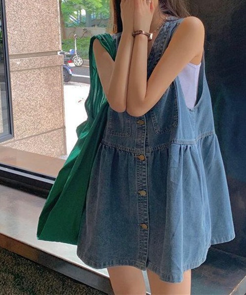 GLAMOROUS JANE(グラマラスジェーン)の「フロントボタンデニムミニワンピース(ワンピース・レディース・ブルー・M/L)」の12枚目の写真
