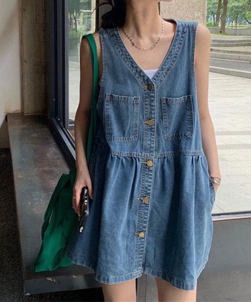 GLAMOROUS JANE(グラマラスジェーン)の「フロントボタンデニムミニワンピース(ワンピース・レディース・ブルー・M/L)」の13枚目の写真