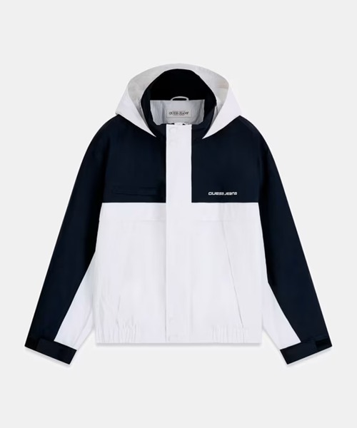 GUESS JEANS（ゲスジーンズ）の「GUESS JEANS/ゲスジーンズ Colorblock Jacket ウィンドブレイカー ジャケット バイカラー 2026年 夏 夏服 秋服（ナイロンジャケット・メンズ・ホワイト・M/L/XL）」の17枚目の写真