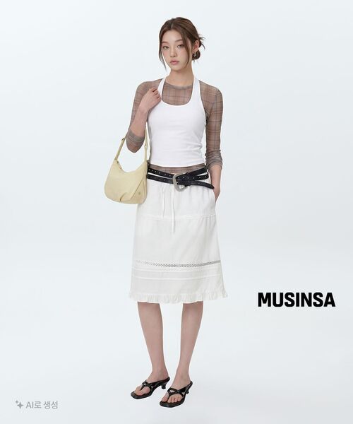 MUSINSA STANDARD WOMAN（ムシンサスタンダードウーマン）の「ウィメンズポプリンレーストリムニーレングススカート[ホワイト]（スカート・レディース・その他・X-SMALL/SMALL/MEDIUM/LARGE）」の9枚目の写真