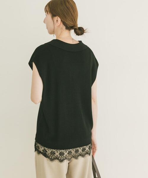 ITEMS URBANRESEARCH(アイテムズ アーバンリサーチ)の「ニットドッキングヘムレース(ニット/セーター・レディース・ベージュ/ブラウン/ブラック・FREE)」の16枚目の写真