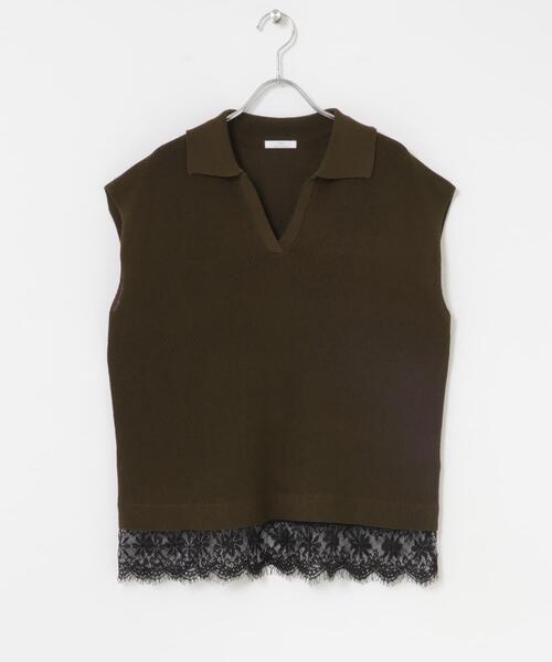 ITEMS URBANRESEARCH(アイテムズ アーバンリサーチ)の「ニットドッキングヘムレース(ニット/セーター・レディース・ベージュ/ブラウン/ブラック・FREE)」の12枚目の写真