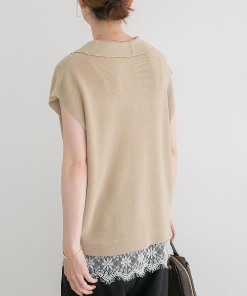 ITEMS URBANRESEARCH(アイテムズ アーバンリサーチ)の「ニットドッキングヘムレース(ニット/セーター・レディース・ベージュ/ブラウン/ブラック・FREE)」の7枚目の写真