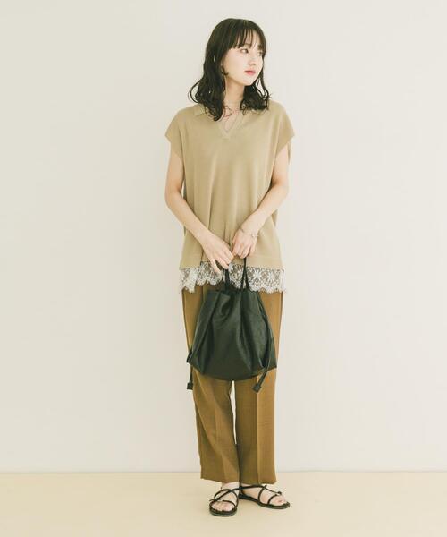 ITEMS URBANRESEARCH(アイテムズ アーバンリサーチ)の「ニットドッキングヘムレース(ニット/セーター・レディース・ベージュ/ブラウン/ブラック・FREE)」の22枚目の写真