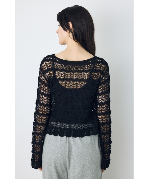 AZUL by moussy(アズールバイマウジー)の「【セットアップ対応】クロシェフレアスリーブニットトップス(ニット/セーター・レディース・アイボリー/ライトカーキ/ブラック・SMALL/MEDIUM)」の17枚目の写真