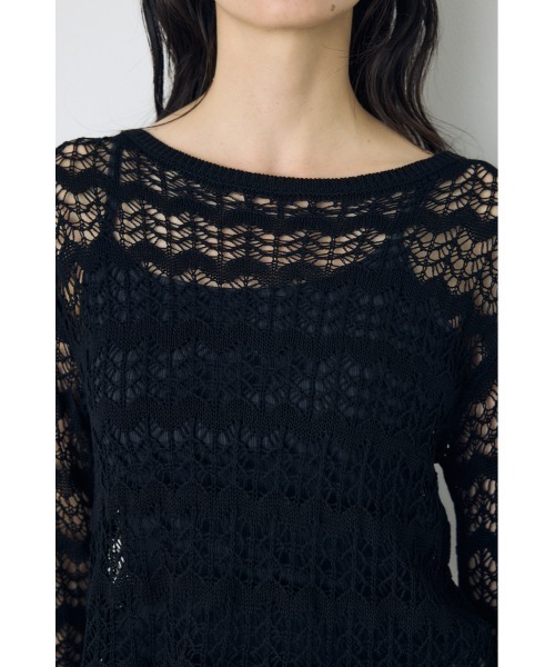 AZUL by moussy(アズールバイマウジー)の「【セットアップ対応】クロシェフレアスリーブニットトップス(ニット/セーター・レディース・アイボリー/ライトカーキ/ブラック・SMALL/MEDIUM)」の19枚目の写真