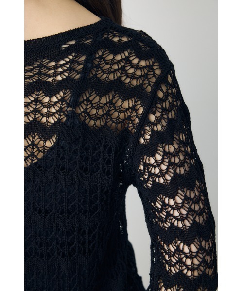 AZUL by moussy(アズールバイマウジー)の「【セットアップ対応】クロシェフレアスリーブニットトップス(ニット/セーター・レディース・アイボリー/ライトカーキ/ブラック・SMALL/MEDIUM)」の20枚目の写真