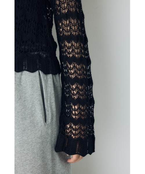 AZUL by moussy(アズールバイマウジー)の「【セットアップ対応】クロシェフレアスリーブニットトップス(ニット/セーター・レディース・アイボリー/ライトカーキ/ブラック・SMALL/MEDIUM)」の22枚目の写真