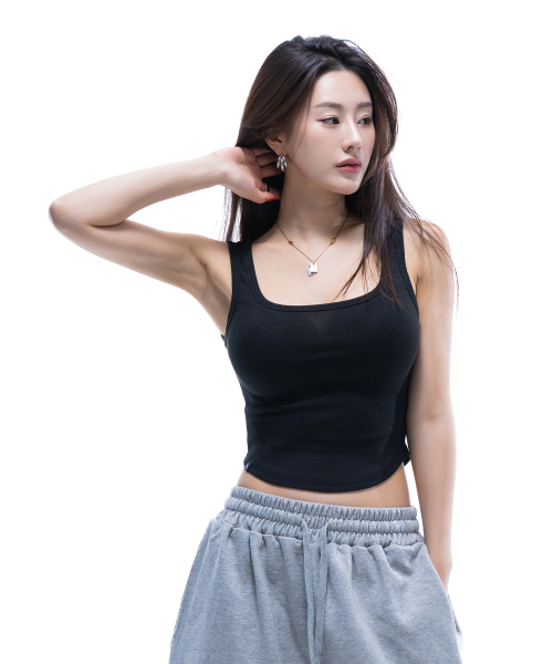 PHYSICAL GARMENTS（フィジカルガーメンツ）の「P5025 ウィメンズ ラウンド クロップノースリーブ [4カラー]（Tシャツ/カットソー・レディース・ブラック/カーキ/ホワイト/チャコール・FREE）」の8枚目の写真