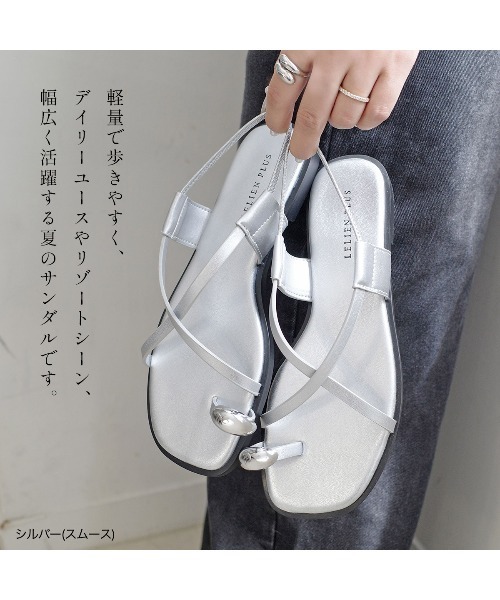 AmiAmi（アミアミ）の「【さっと秒履き！】サムリングフラットサンダル　/　トゥリングスクエアトゥ（サンダル・レディース・アイボリー/ブラック/ガンメタ/シルバー/ブロンズ・35/39/38/37/36）」の21枚目の写真