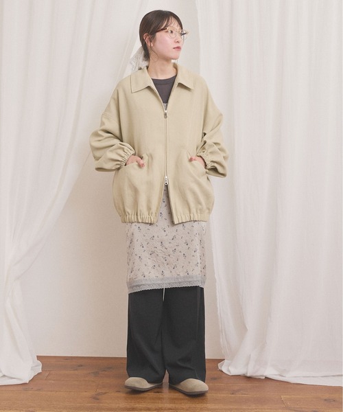 fig Ｌondon（フィグロンドン）の「DICROS AIRO zip blouson（ブルゾン・レディース・チャコールグレー/アイボリー・FREE）」の5枚目の写真
