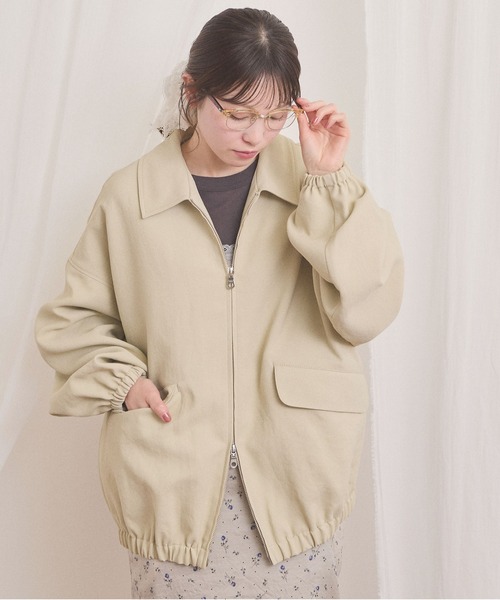 fig Ｌondon（フィグロンドン）の「DICROS AIRO zip blouson（ブルゾン・レディース・チャコールグレー/アイボリー・FREE）」の8枚目の写真