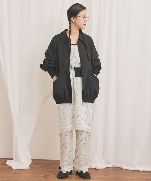 fig Ｌondon（フィグロンドン）の「DICROS AIRO zip blouson（ブルゾン・レディース・チャコールグレー/アイボリー・FREE）」の4枚目の写真