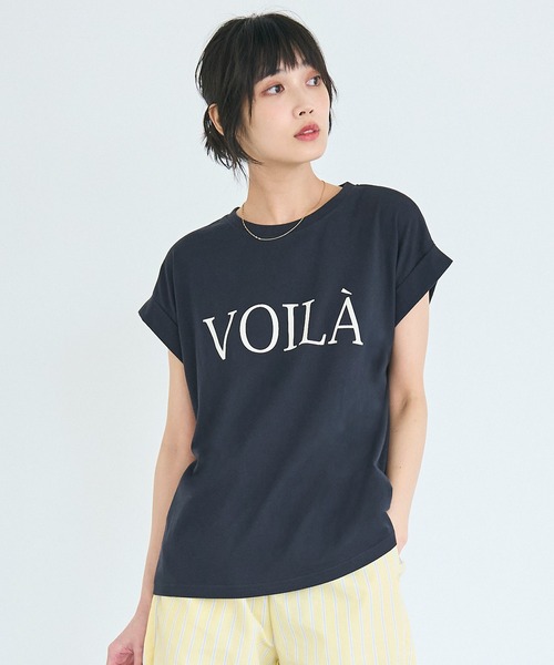 coca(coca)(コカ)の「フレンチスリーブプリントTシャツ(Tシャツ/カットソー・レディース・イエロー/A/B/ネイビー/チャコール/カーキ・L/M/S/XL)」の4枚目の写真