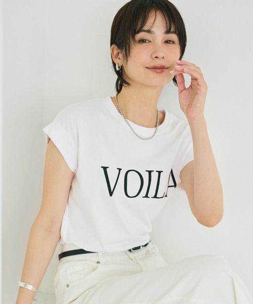 coca(coca)(コカ)の「フレンチスリーブプリントTシャツ(Tシャツ/カットソー・レディース・イエロー/A/B/ネイビー/チャコール/カーキ・L/M/S/XL)」の1枚目の写真