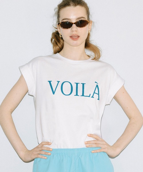 coca(coca)(コカ)の「フレンチスリーブプリントTシャツ(Tシャツ/カットソー・レディース・イエロー/A/B/ネイビー/チャコール/カーキ・L/M/S/XL)」の6枚目の写真