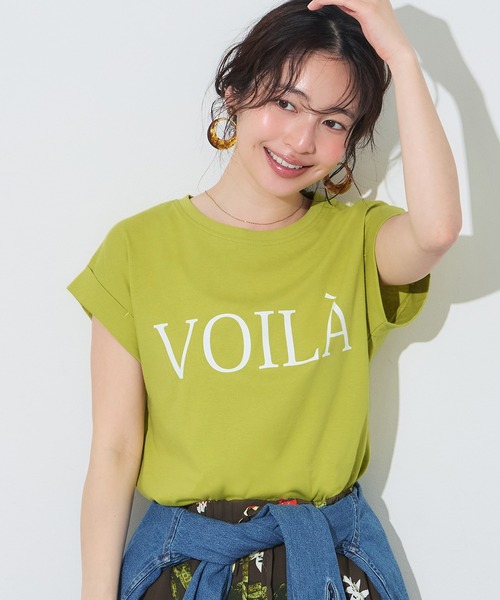 coca(coca)(コカ)の「フレンチスリーブプリントTシャツ(Tシャツ/カットソー・レディース・イエロー/A/B/ネイビー/チャコール/カーキ・L/M/S/XL)」の5枚目の写真