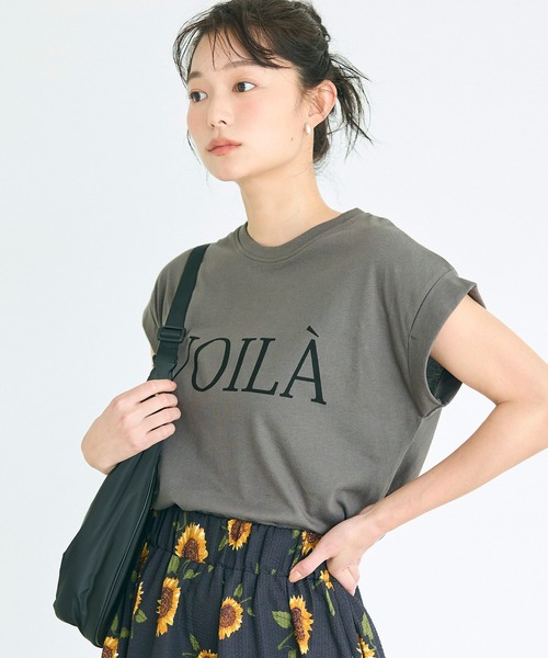 coca(coca)(コカ)の「フレンチスリーブプリントTシャツ(Tシャツ/カットソー・レディース・イエロー/A/B/ネイビー/チャコール/カーキ・L/M/S/XL)」の2枚目の写真