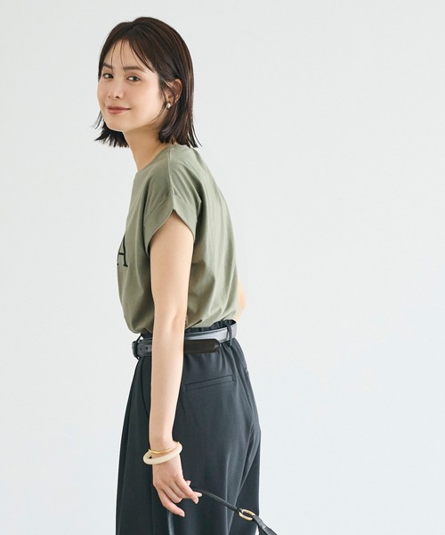 coca(coca)(コカ)の「フレンチスリーブプリントTシャツ(Tシャツ/カットソー・レディース・イエロー/A/B/ネイビー/チャコール/カーキ・L/M/S/XL)」の9枚目の写真