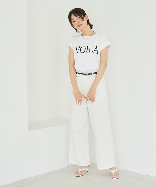 coca(coca)(コカ)の「フレンチスリーブプリントTシャツ(Tシャツ/カットソー・レディース・イエロー/A/B/ネイビー/チャコール/カーキ・L/M/S/XL)」の12枚目の写真