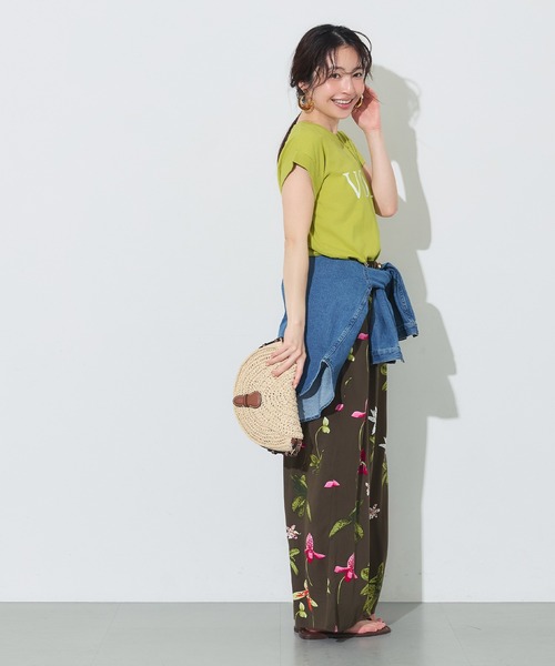 coca(coca)(コカ)の「フレンチスリーブプリントTシャツ(Tシャツ/カットソー・レディース・イエロー/A/B/ネイビー/チャコール/カーキ・L/M/S/XL)」の15枚目の写真