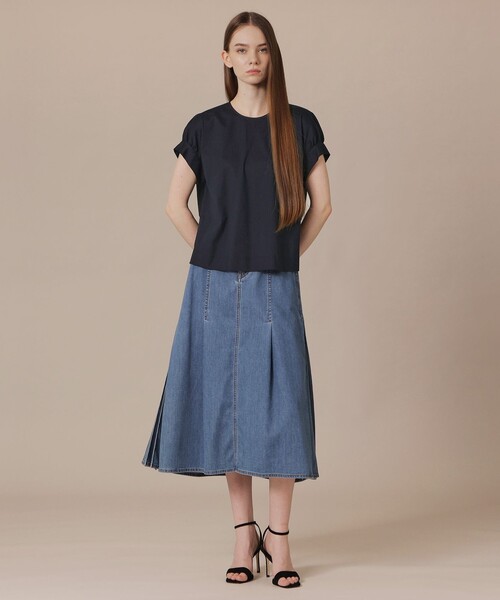 MACKINTOSH LONDON（マッキントッシュ ロンドン）の「【WEB・一部店舗限定】トリコットジャージプルオーバー（Tシャツ/カットソー・レディース・ネイビー/オフホワイト・38）」の4枚目の写真