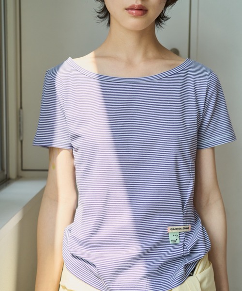 common gull products.(コモンガルプロダクツ)の「ぼんやり明るい朝にボーダーTシャツ(Tシャツ/カットソー・レディース・ブラウン系/サックスブルー系/イエロー系・SMALL/MEDIUM/LARGE)」の16枚目の写真