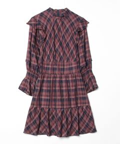 SNSで話題】ビッグカラーフレアミニワンピース チェック柄 夏服