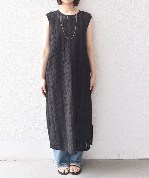 SHIPS Colors(シップス カラーズ)の「SHIPS Colors:〈手洗い可能〉クロシェ ストライプ レース ワンピース(ワンピース・レディース・ブラック/ベージュ・ONE SIZE)」の11枚目の写真