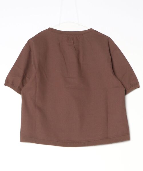 EGLANTINE(エグランティーヌ)の「EGLANTINE リネンミックス 立体ロゴギャザーカットソー 半袖(Tシャツ/カットソー・レディース・ブラウン/オレンジ/アイボリー・38)」の6枚目の写真