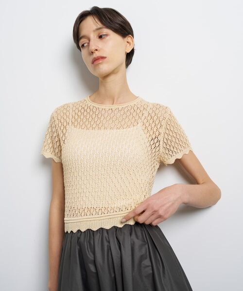 LANVIN en Bleu（ランバンオンブルー）の「シアーラメレースニット（ニット/セーター・レディース・ブラック/グリーン/ベージュ・38）」の3枚目の写真