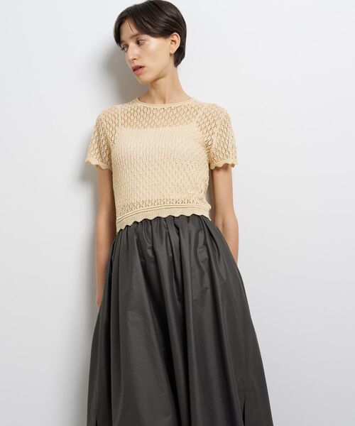 LANVIN en Bleu（ランバンオンブルー）の「シアーラメレースニット（ニット/セーター・レディース・ブラック/グリーン/ベージュ・38）」の9枚目の写真