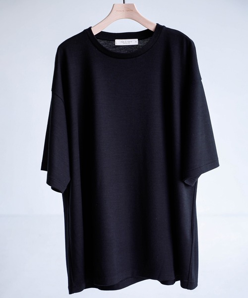 PUBLIC TOKYO(パブリックトウキョウ)の「ウールTシャツ /ウォッシャブル/吸湿/抗菌性/夏服/ムレ防止(Tシャツ/カットソー・メンズ・ダークグレー/ブラック・1/2)」の4枚目の写真
