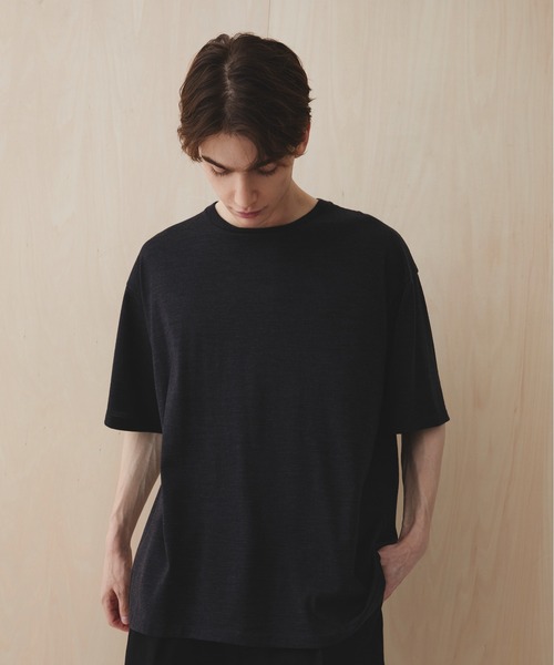 PUBLIC TOKYO(パブリックトウキョウ)の「ウールTシャツ /ウォッシャブル/吸湿/抗菌性/夏服/ムレ防止(Tシャツ/カットソー・メンズ・ダークグレー/ブラック・1/2)」の21枚目の写真