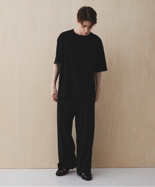 PUBLIC TOKYO(パブリックトウキョウ)の「ウールTシャツ /ウォッシャブル/吸湿/抗菌性/夏服/ムレ防止(Tシャツ/カットソー・メンズ・ダークグレー/ブラック・1/2)」の9枚目の写真