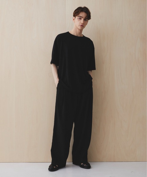 PUBLIC TOKYO(パブリックトウキョウ)の「ウールTシャツ /ウォッシャブル/吸湿/抗菌性/夏服/ムレ防止(Tシャツ/カットソー・メンズ・ダークグレー/ブラック・1/2)」の11枚目の写真