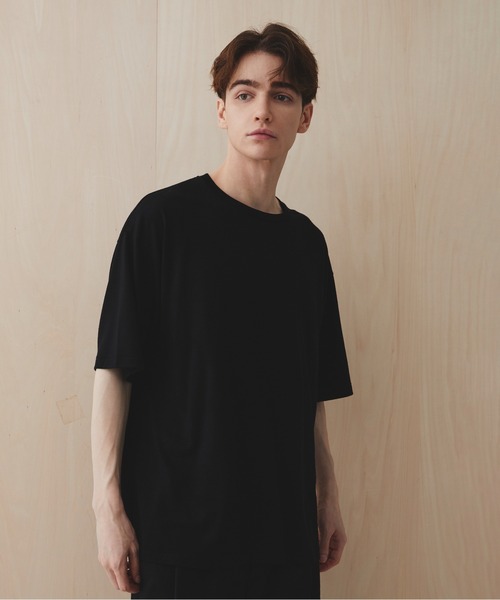 PUBLIC TOKYO(パブリックトウキョウ)の「ウールTシャツ /ウォッシャブル/吸湿/抗菌性/夏服/ムレ防止(Tシャツ/カットソー・メンズ・ダークグレー/ブラック・1/2)」の8枚目の写真
