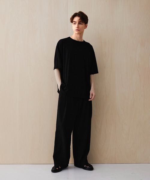 PUBLIC TOKYO(パブリックトウキョウ)の「ウールTシャツ /ウォッシャブル/吸湿/抗菌性/夏服/ムレ防止(Tシャツ/カットソー・メンズ・ダークグレー/ブラック・1/2)」の10枚目の写真
