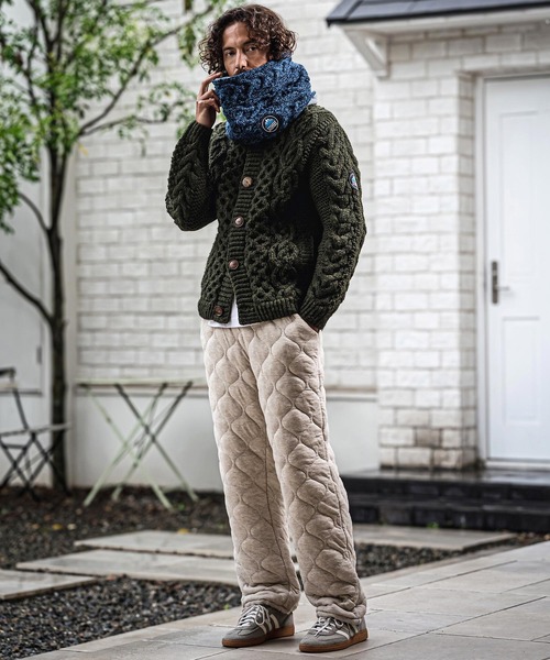 CAMBIO(カンビオ)の「mp15181-Wave Quilted Wide Straight Pants キルティングワイドストレートパンツ(A73526cmb)(その他パンツ・メンズ・ベージュ/ブラック・M/S/L)」の7枚目の写真